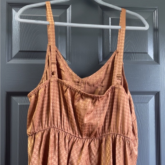 NWT Gold-Orange Slip Cami Dress w/ Lace Trim - Picture 3 of 5